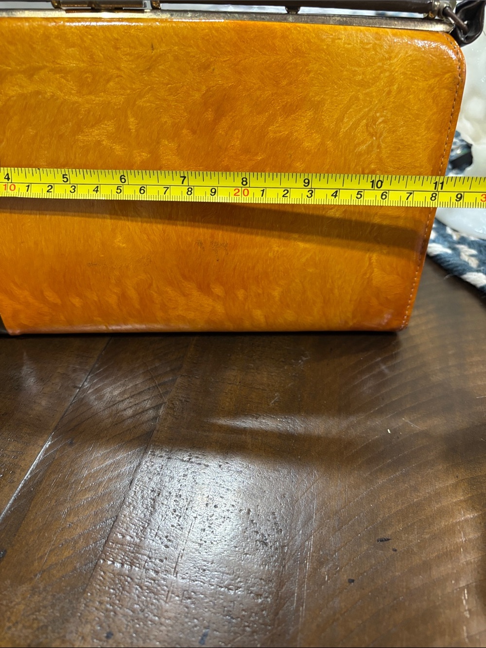 MCM 1960's Two-Tone Orange and Brown Metal close Purse with Stud Accents - Picture 15 of 16